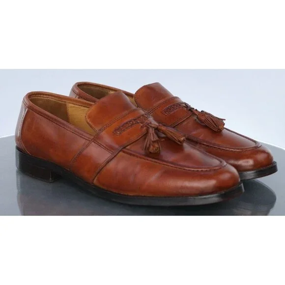 Johnston & Murphy Men's Kiltie Tassel Loafer Shoes Sz 10.5 M Leather Handcrafted